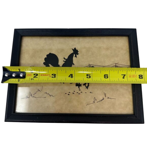 Vintage Rooster Hen Silhouette Farm Art Signed GR Framed Rustic Wall Decor - Picture 5 of 16